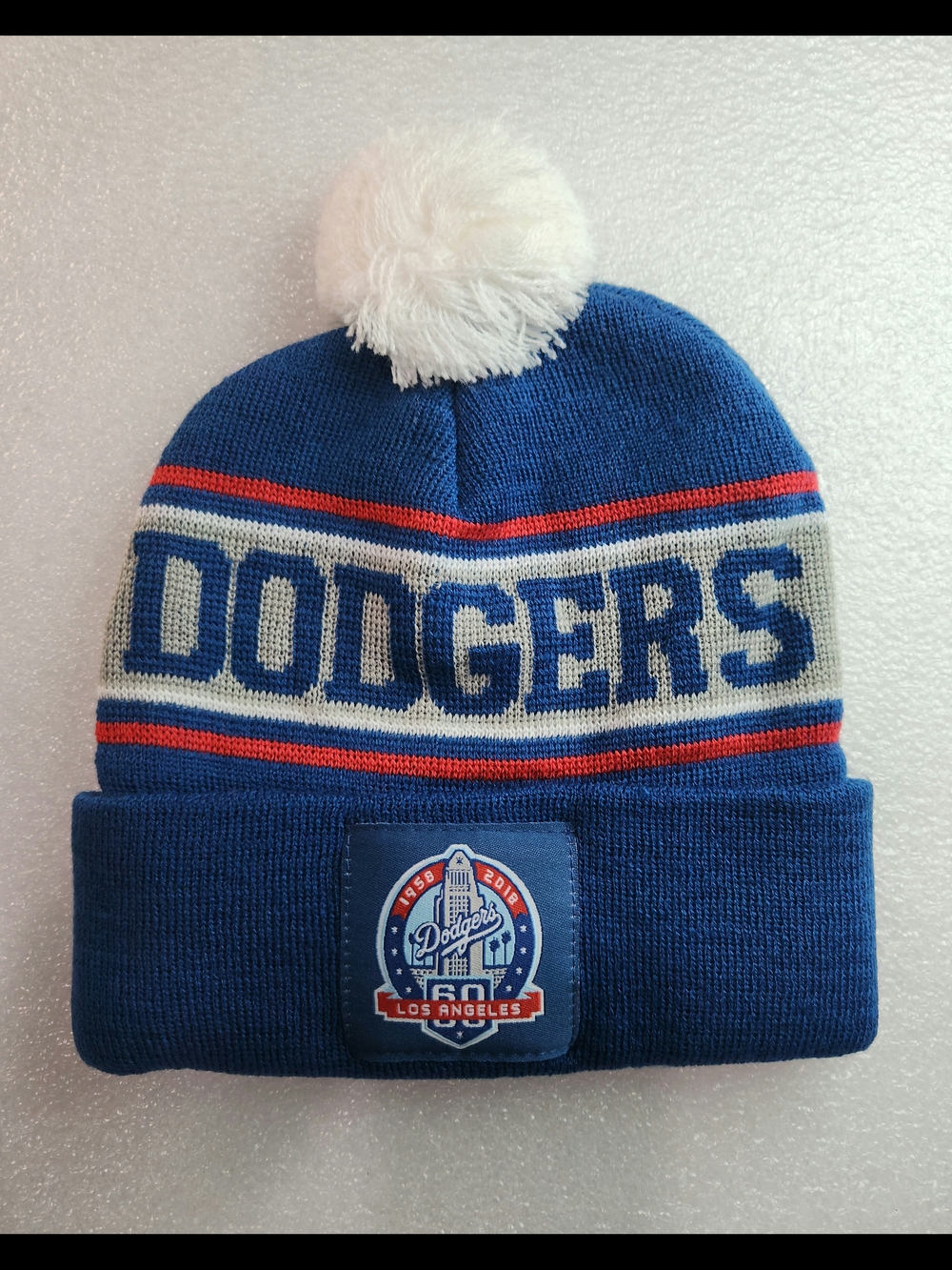 50th Anniversary L.A. Dodger Blue Beanie with White Pom 🏆